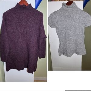 Vintage Jacob 90s y2k Women's Purple and Gray Turtleneck Sweater Set XS Small